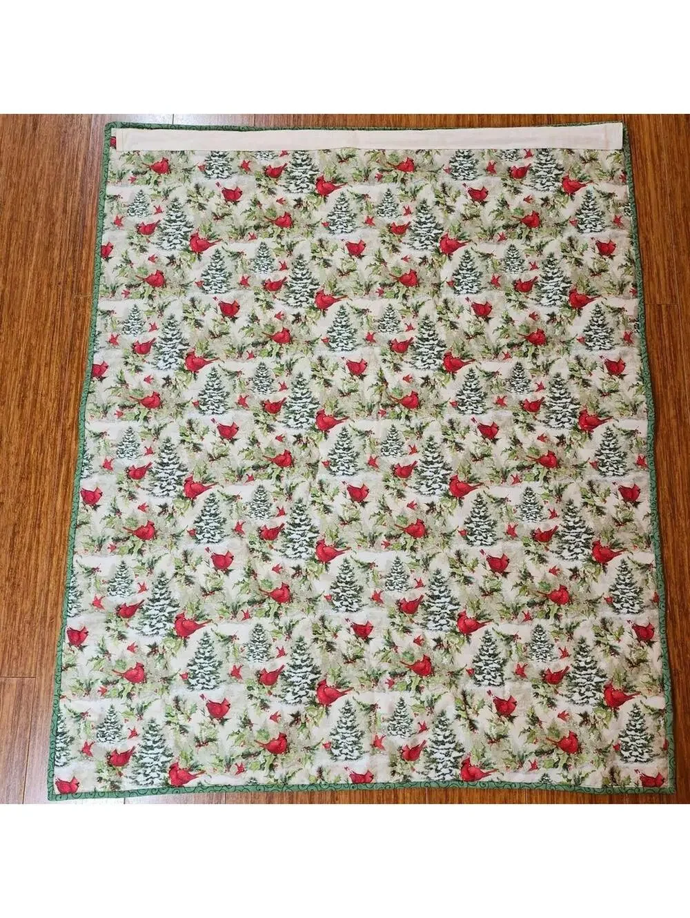 Handmade Holiday White Horse Cardinal Bird Trees Winter Wall Hanging 35x42 Inch